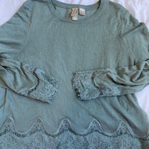 SOLD!!!!Mint lace long sleeve shirt 💚😍